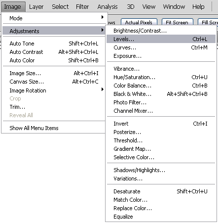 Image Menu in Photoshop