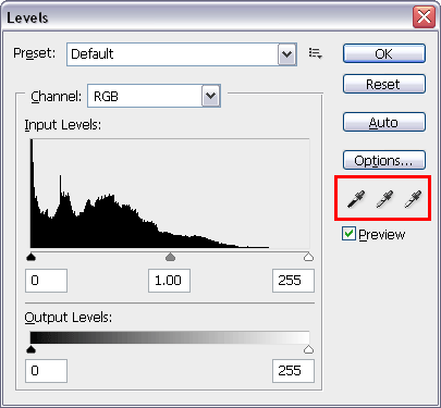 Photoshop Levels Pickers
